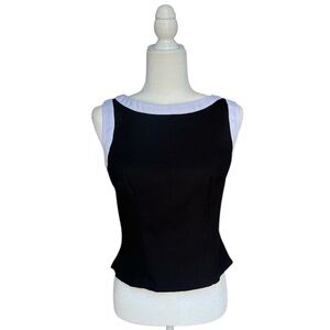 Alyn Paige Black and White Blouse Top Vintage Y2K Button Down Back